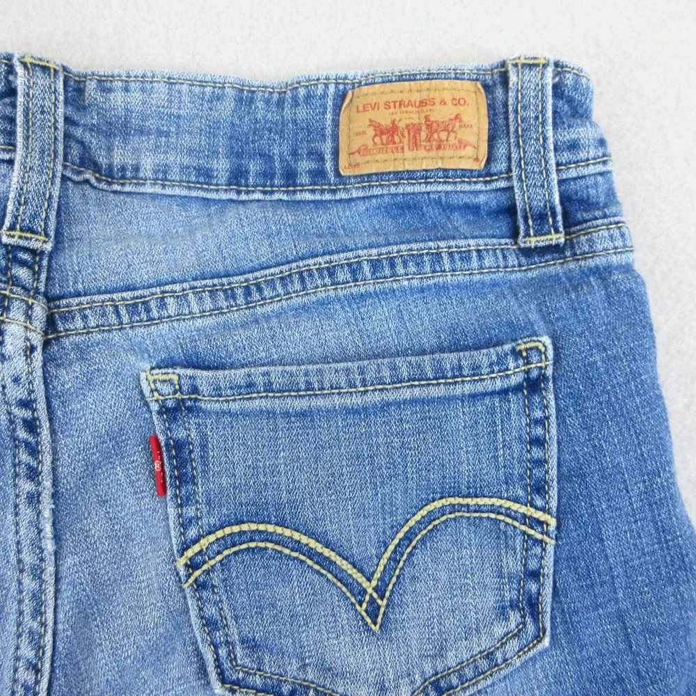 Levi's 518 Superlow Shorts Womens Size 3 Blue Denim Raw Hem Casual Low Rise